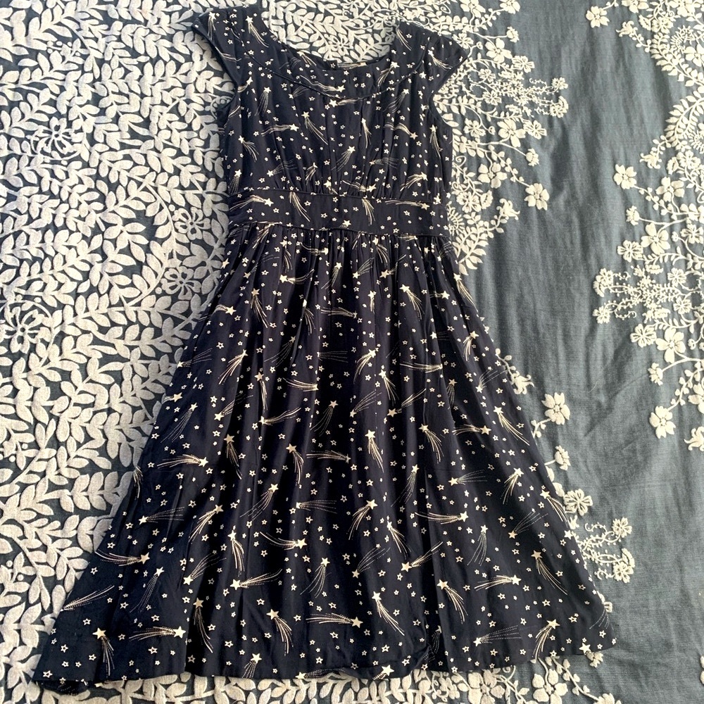 Mod Cloth Emily and Fin Navy and White  Shooting Stars Dress